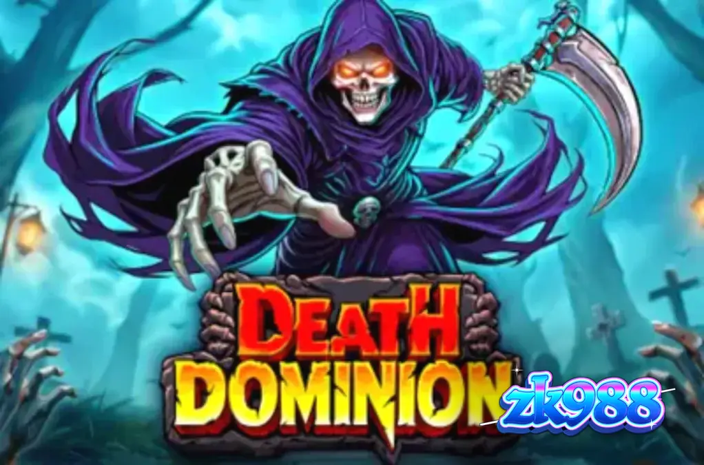 Tampilan visual slot Death Dominion dengan tema gotik dan Grim Reaper